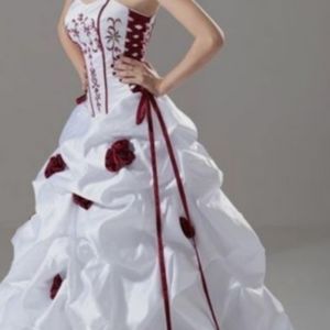 red and white corset wedding dresses